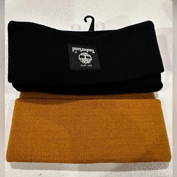 Timberland Unisex Tan and Black Beanies - Set of Two Hats / One Size Fits Most - Picture 5 of 7